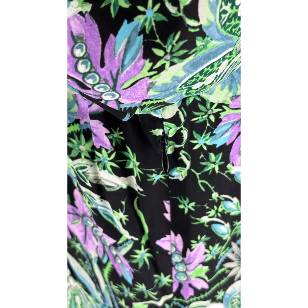 Rhode V Neck Floral Ina Midi Dress Hibiscus Women Size 4 New Bubble Short Sleeve